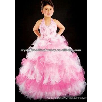 Livraison gratuite chaude !! halter embriodered backless roffles concours robe de bal robe fille fille CWFaf4391